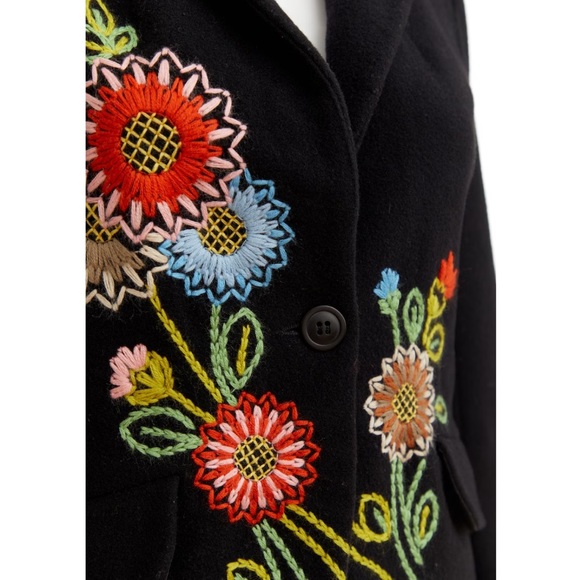 Floral embroidered wool blazer / euro 38 - Picture 6 of 7